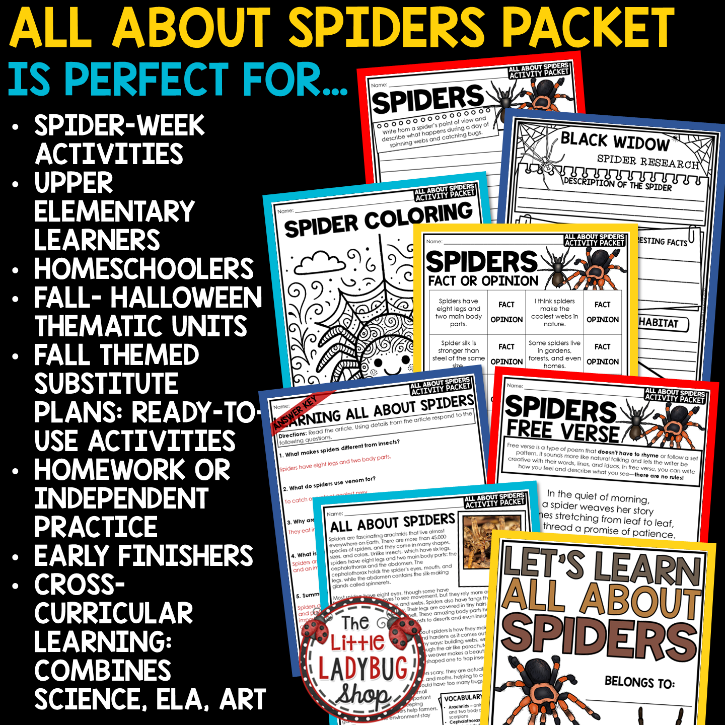 Spiders Reading Passages Craft Arachnids Spiders Habitat Activities