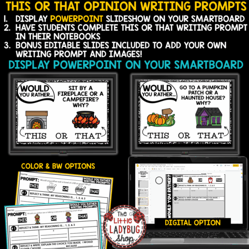 Fall Would You Rather Slides October Fall Opinion Writing Prompts This or That