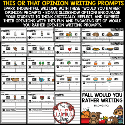 Fall Would You Rather Slides October Fall Opinion Writing Prompts This or That