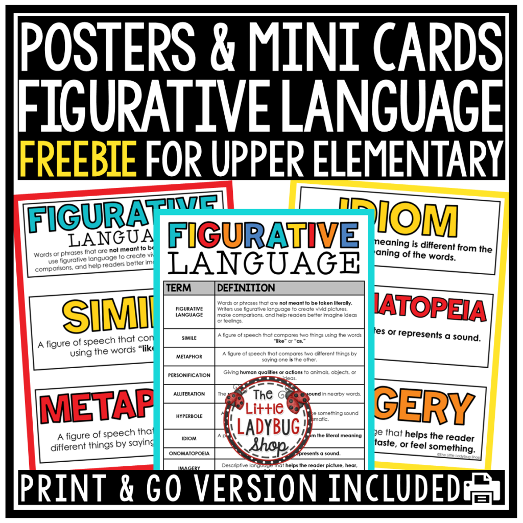 Free Figurative Language Posters Simile, Metaphor 3rd 4th Grade