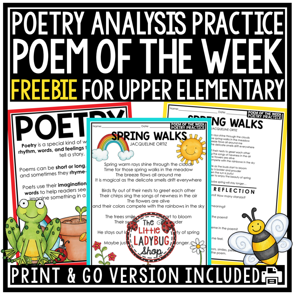 Free Poem of the Week Poetry Analysis Activities 4th 5th Grade