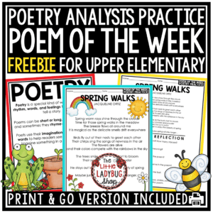 Free Poem of the Week Poetry Analysis Activities 4th 5th Grade