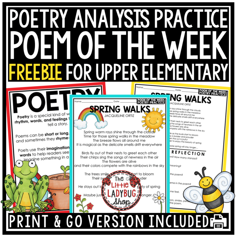 Free Poem of the Week Poetry Analysis Activities 4th 5th Grade - The ...