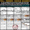 October Fall Theme Fast Finishers Choice Boards 3rd 4th Grade