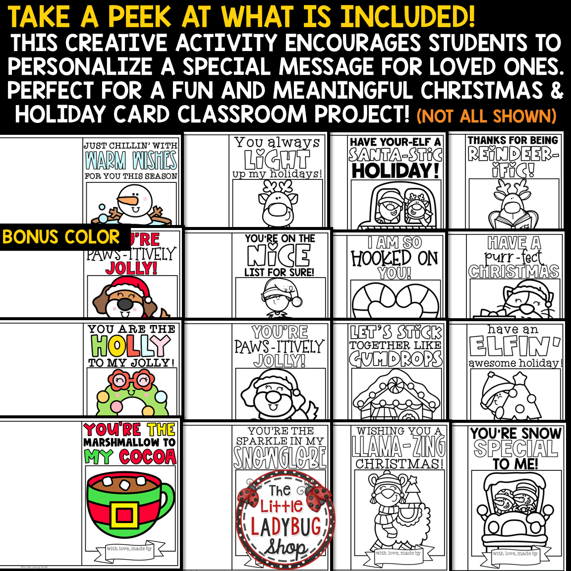 Student Gift Design a Holiday Christmas Card Coloring Pages