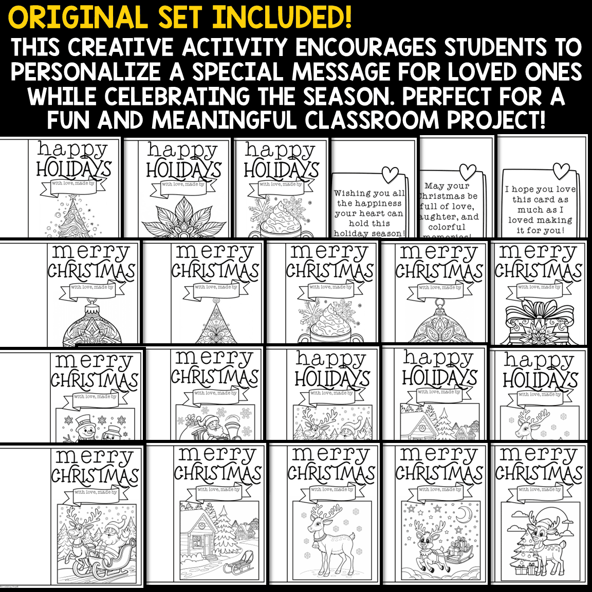 Student Gift Design a Holiday Christmas Card Coloring Pages