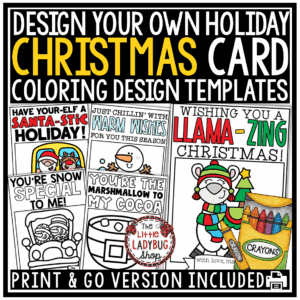 Student Gift Design a Holiday Christmas Card Coloring Pages