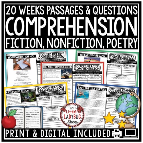 Poetry Nonfiction Reading Comprehension Passages 3rd 4th Grade