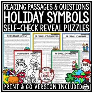 Holiday Symbols Reading Passages Early Finisher Activities 3rd 4th Grade