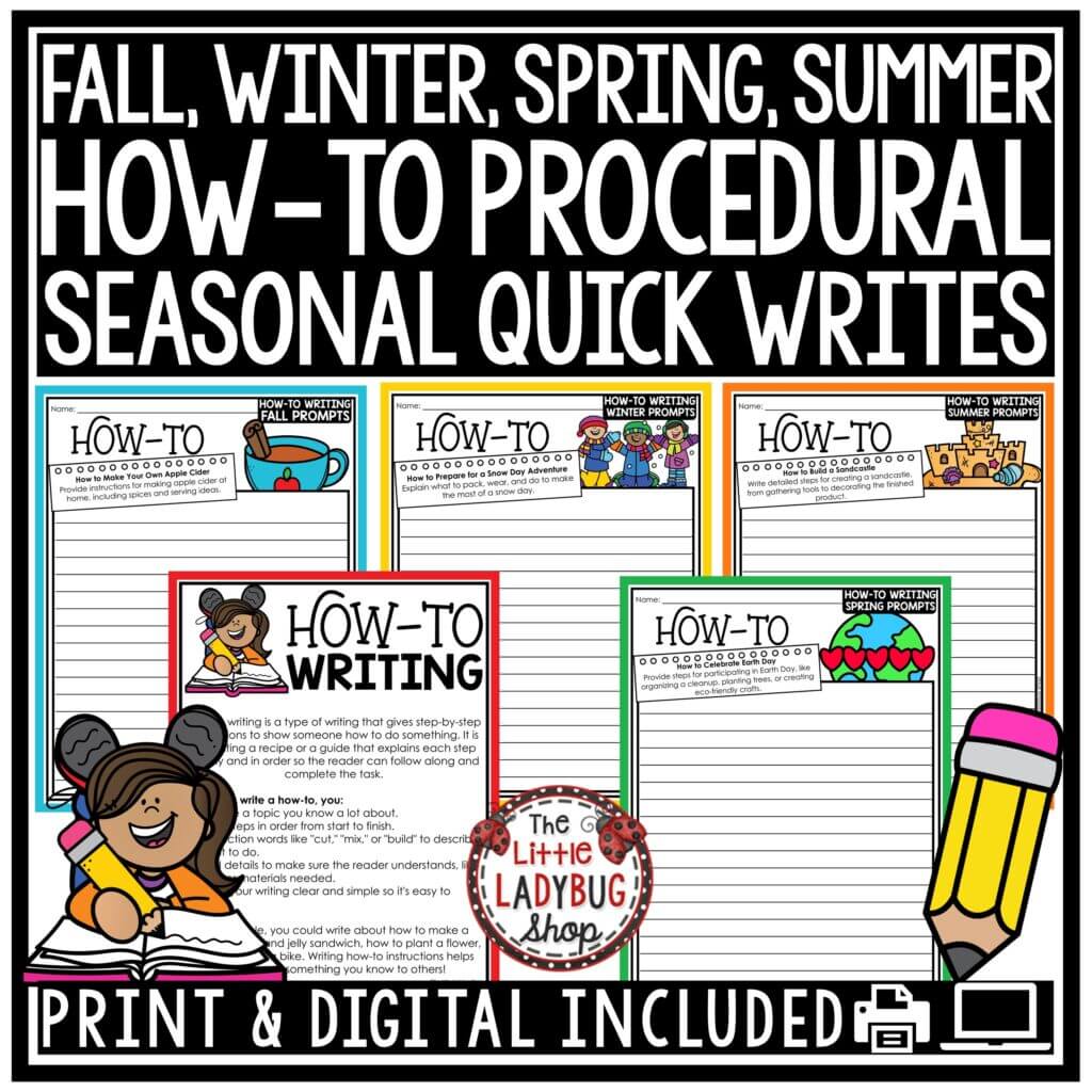 Fall Winter Spring Procedural How To Writing Prompts - The Little ...