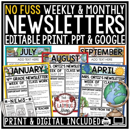 Monthly Weekly Editable Classroom Newsletter Templates Parent Communication