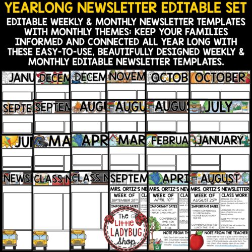 Monthly Weekly Editable Classroom Newsletter Templates Parent Communication
