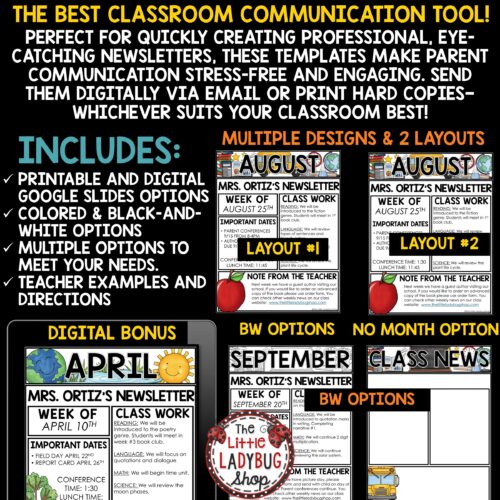 Monthly Weekly Editable Classroom Newsletter Templates Parent Communication