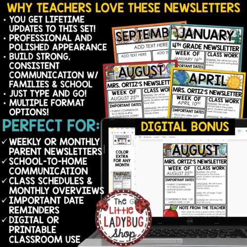 Monthly Weekly Editable Classroom Newsletter Templates Parent Communication