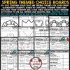 March April Spring Fast Finishers Choice Boards 3rd 4th Grade