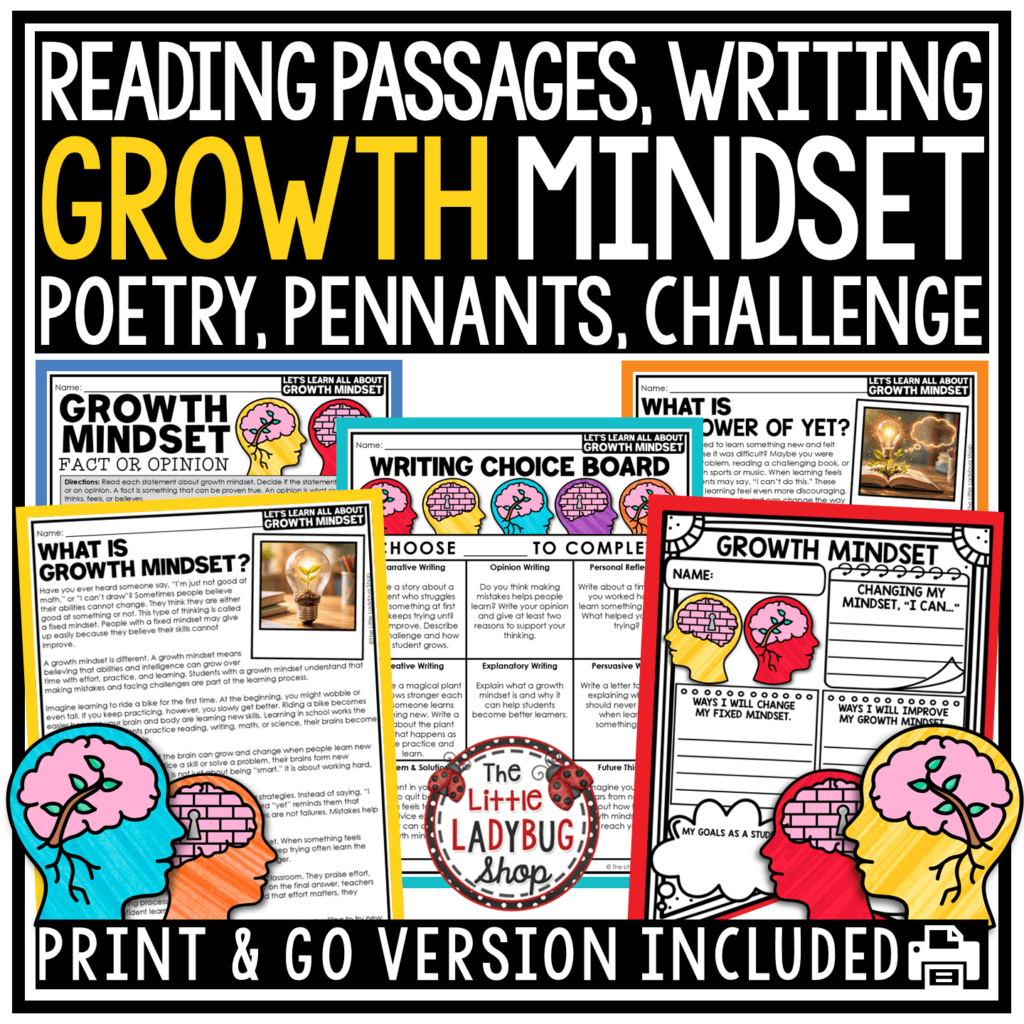 Growth Mindset Activities Reading Passages Testing Motivation - The ...