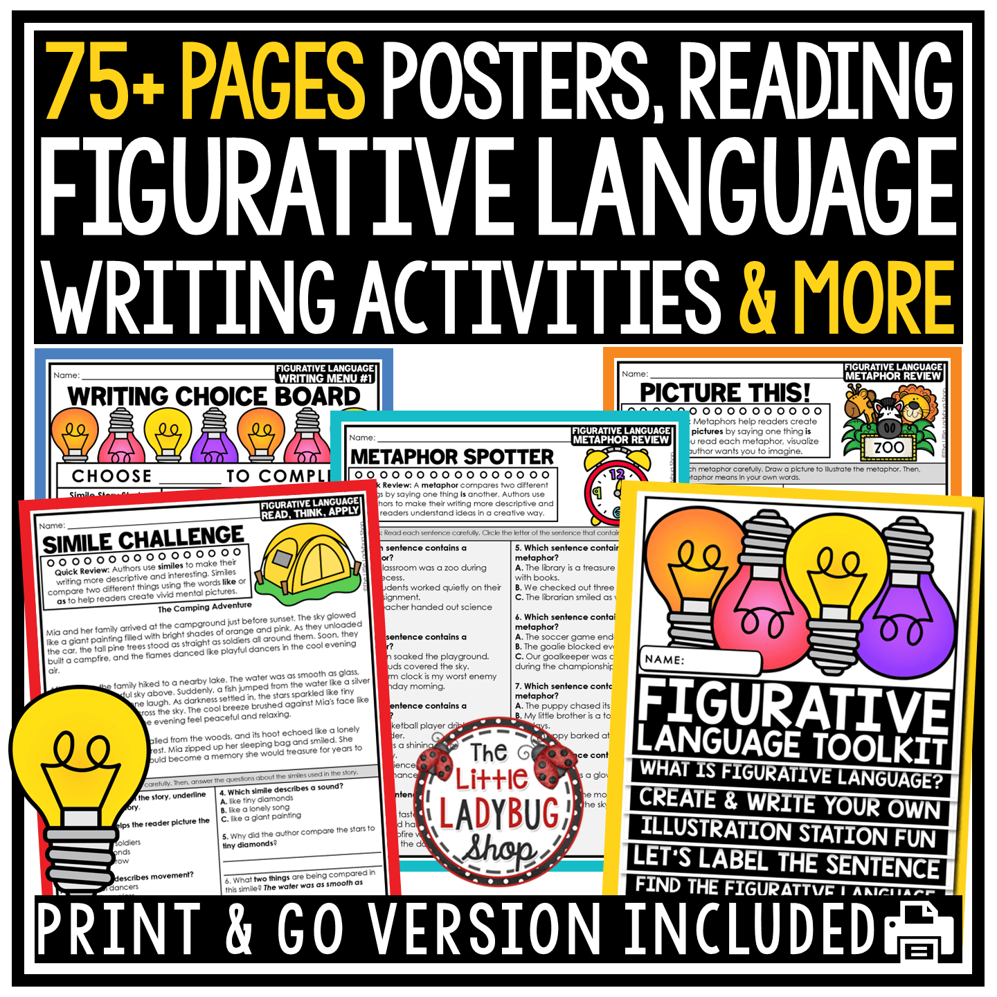 Figurative Language Activities Worksheets Posters Anchor Charts 3rd 4th Grade