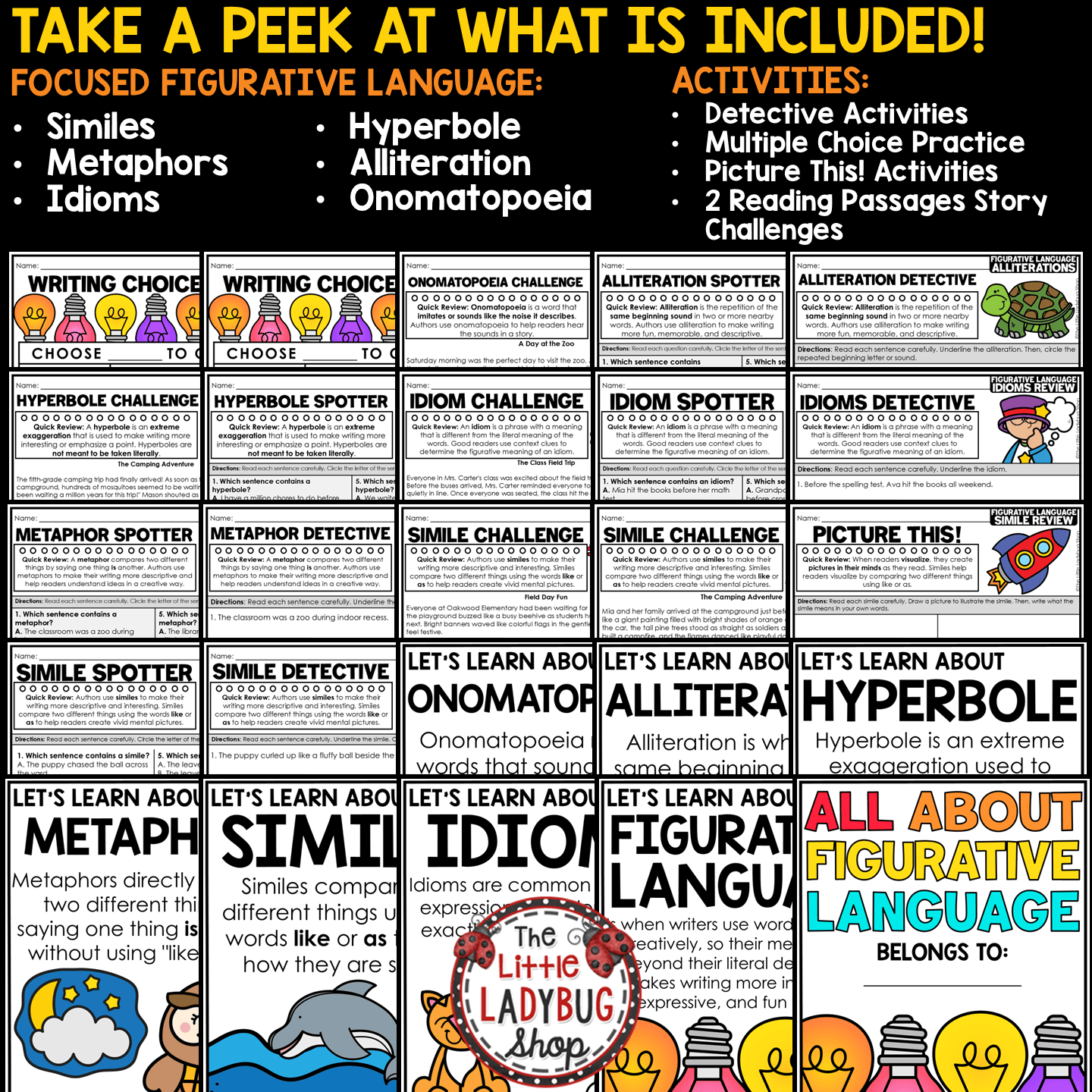 Figurative Language Activities Worksheets Posters Anchor Charts 3rd 4th Grade