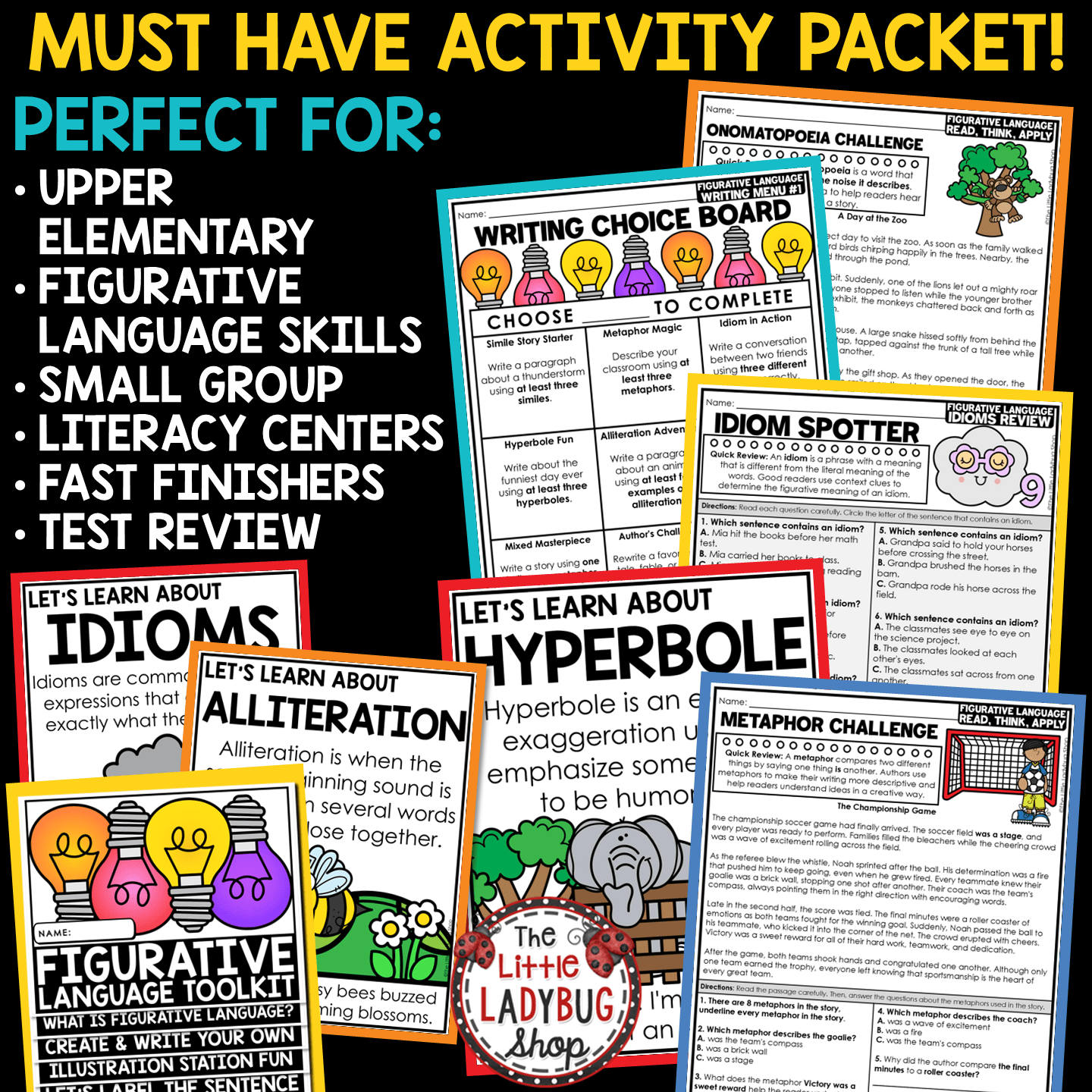 Figurative Language Activities Worksheets Posters Anchor Charts 3rd 4th Grade