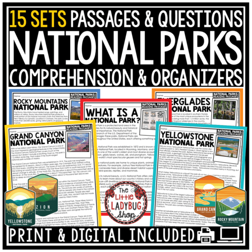 Geography Landmarks US National Parks Reading Comprehension Passages
