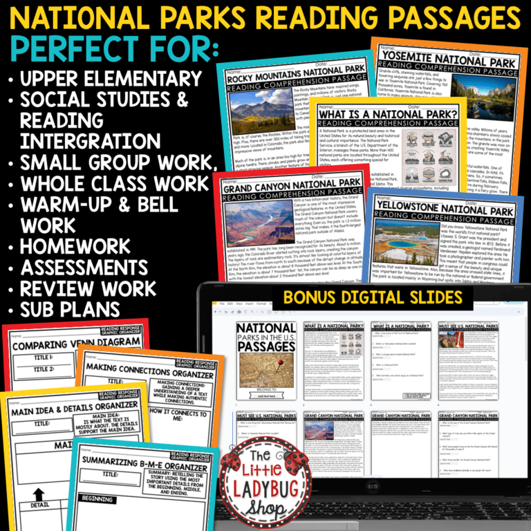 US National Parks Reading Passages Writing Research PBL - The Little ...