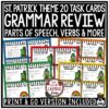 St. Patrick's Day Grammar Review Worksheets Activities Task Cards