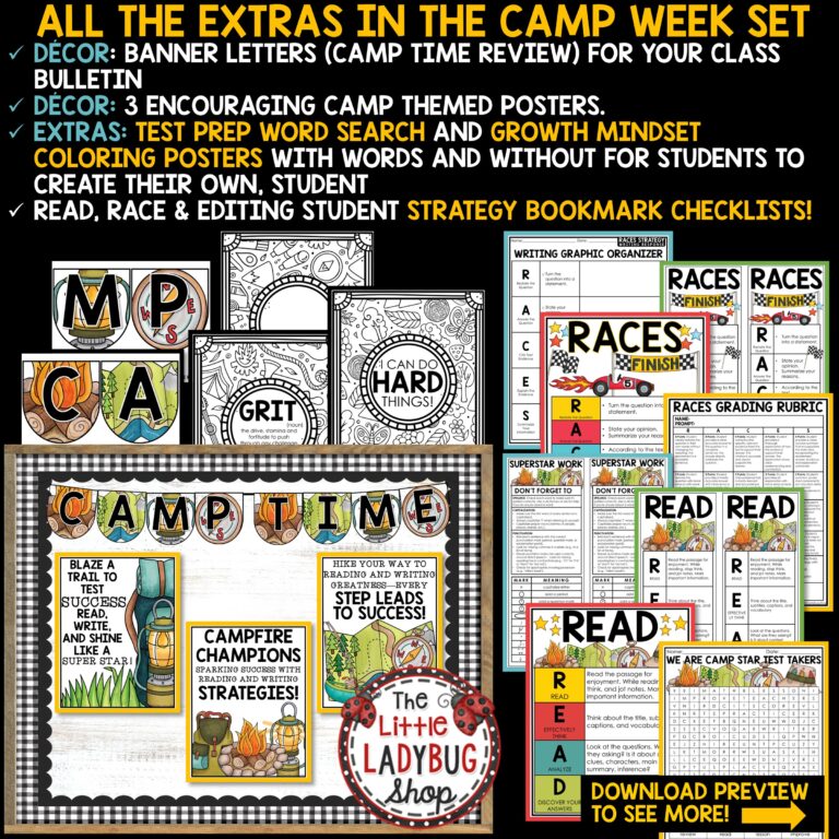 Camp Theme Reading Test Prep RACES Citing Text Evidence - The Little ...