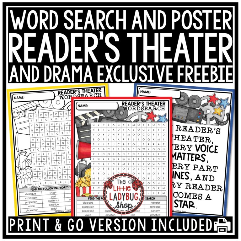 Drama and Reader’s Theater Freebie Poster Word Search - The Little ...