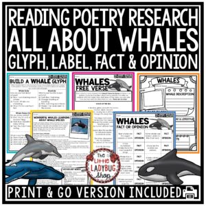 All About Whales Activities Reading Passages Ocean Animals