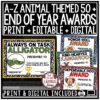 Animal Theme Editable End of the Year Awards Certificates