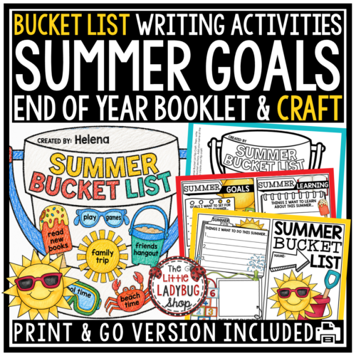 End of Year Goals Summer Bucket List Craft Writing Activity