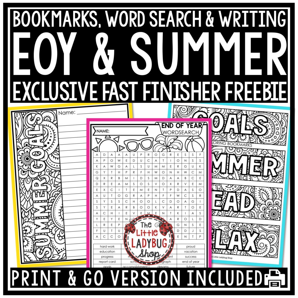 Free End of Year Summer Activities Coloring Word Search