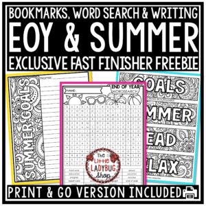 Free End of Year Summer Activities Coloring Word Search