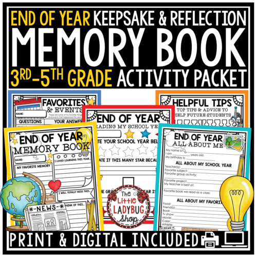 End of Year Memory Book Activities 2nd 3rd 4th 5th Grade Last Week Day of School