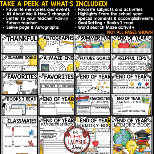 Last Week of School End of Year Memory Book 3rd 4th 5th Grade - The ...