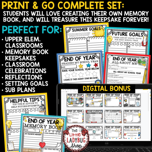 Last Week of School End of Year Memory Book 3rd 4th 5th Grade - The ...