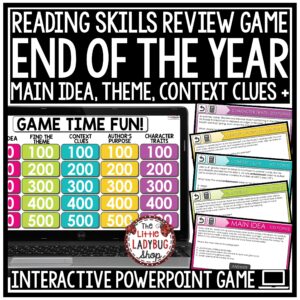 End of Year Summer Reading Review Jeopardy Style Game Show 3rd 4th Grade