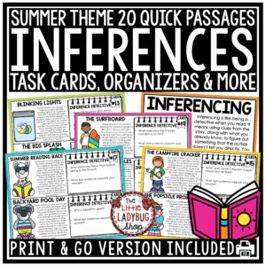 Summer Making Inferences Worksheets 3rd 4th Grade Text Evidence