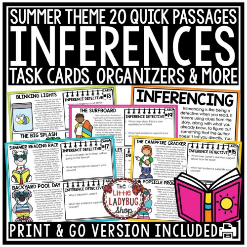 Summer Making Inferences Worksheets 3rd 4th Grade Text Evidence
