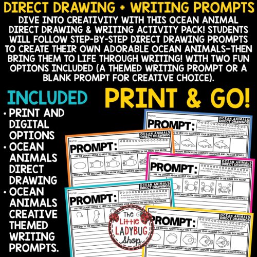 Sea Ocean Animals Creative Writing Prompts Summer Direct Drawing