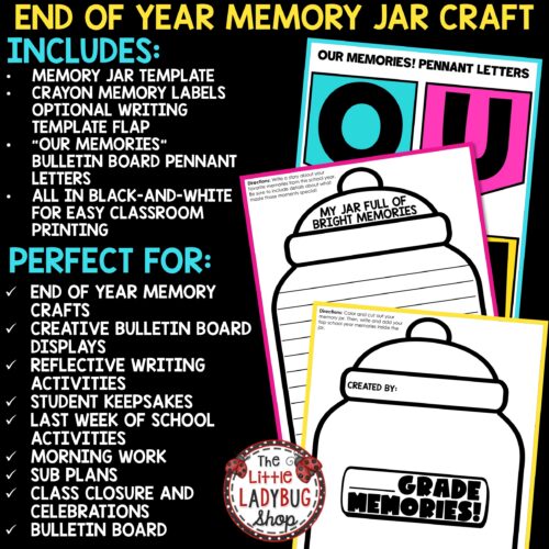 End of Year Memory Craft Activities Jar Full of Memories Summer Bulletin Board