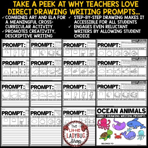 Sea Ocean Animals Creative Writing Prompts Summer Direct Drawing