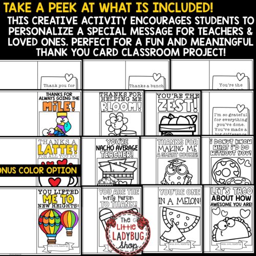 End of Year Appreciation Thank You Cards Coloring Pages