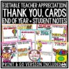 Teacher Student End of Year Thank You Letters Cards Notes
