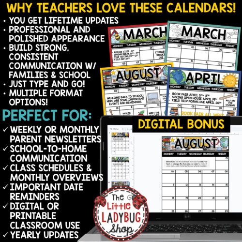 Editable Monthly Calendar Templates Class Communication