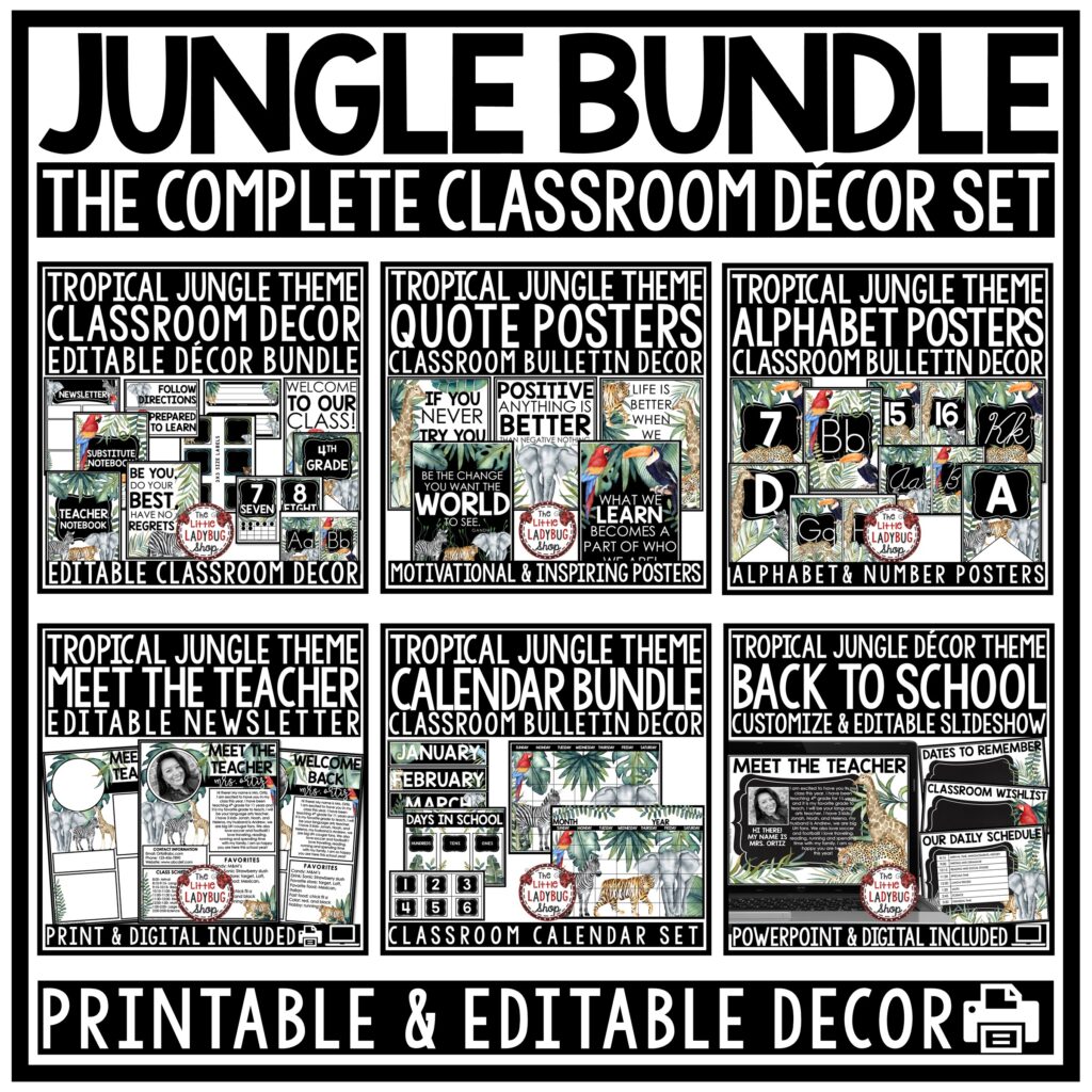 Tropical Jungle Theme Back to school class decor