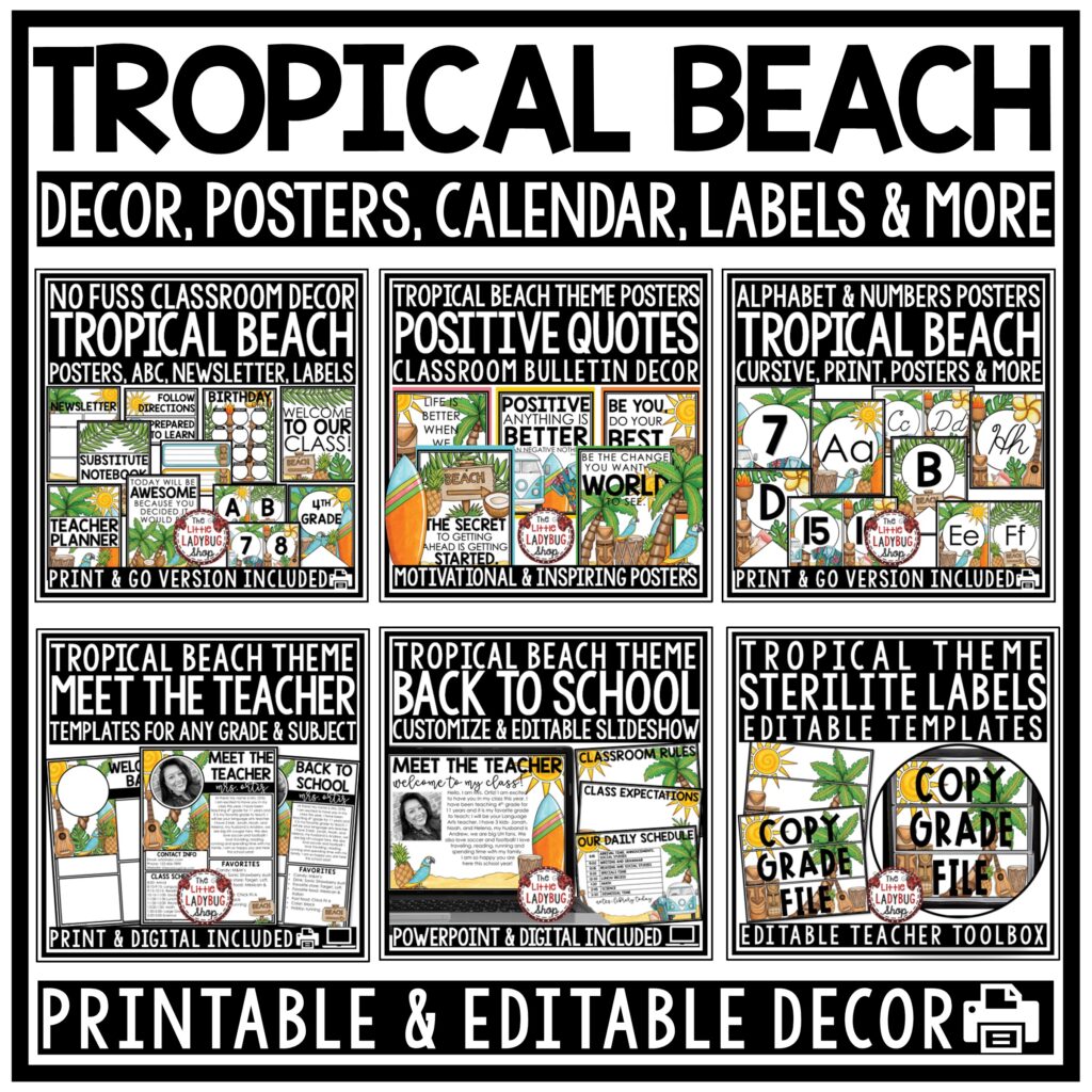 Tropical Beach Hawaiian Theme Back to school class decor