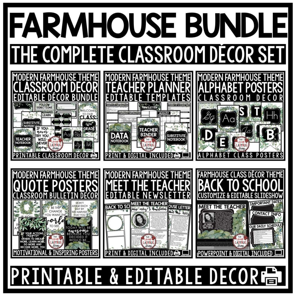 Modern Farmhouse Theme Back to school class decor