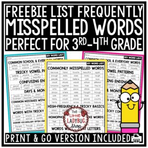 100 Commonly Misspelled Words for 3rd–4th Grade
