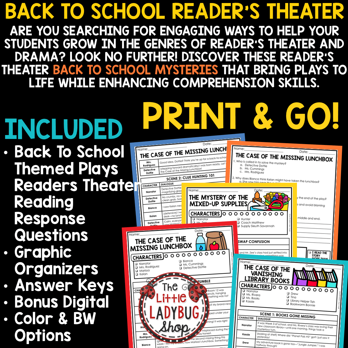 Readers Theater Script Back to School Reading Activities 3rd 4th Grade